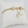 Bracelets Woman/ Manillas Mujer/  14K Real Color/  Three Charms  3mm/ M0021