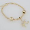 Bracelets Woman/ Manillas Mujer/  14K Real Color/  Three Charms  3mm/ M0021