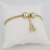 Bracelets Woman/ Manillas Mujer/  14K Real Color/  Three Charms  3mm/ M0027