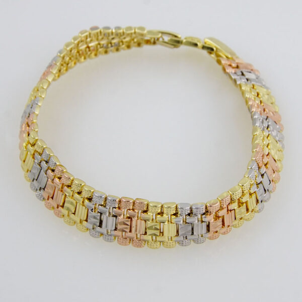 Bracelets Woman/ Pulseras Dama/  Zircon Stone/  Three Tone/ 3 Colores//  FREE SHIPPING OVER $50.00 DOLLAR PURCHASE///B-0082 SKU