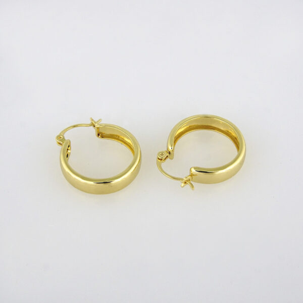 Earrings Woman/ Aretes Dama/  Plain/  14k Real Color// E-153 - Image 2