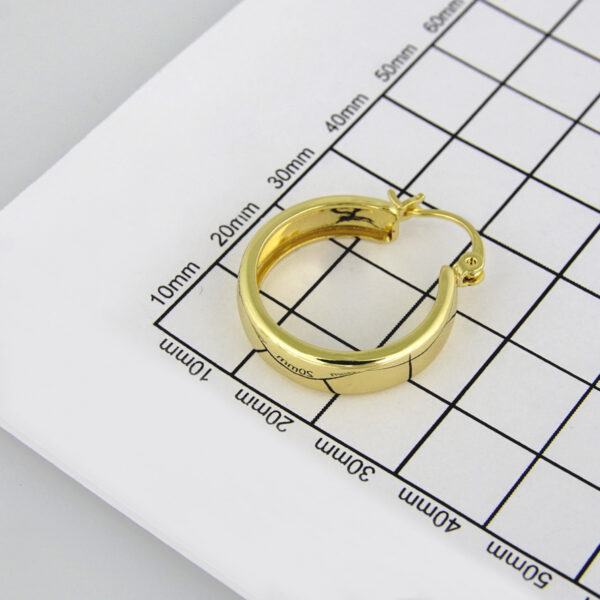 Earrings Woman/ Aretes Dama/  Plain/  14k Real Color// E-153 - Image 3