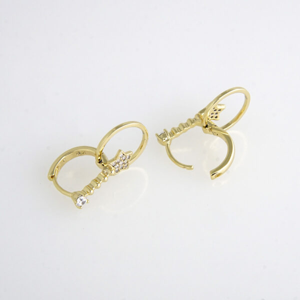 Earrings Woman/ Aretes Dama/ Zircon Stone/ 14K Real Color// E-123 - Image 2