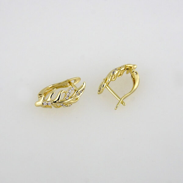 Earrings Woman/ Aretes Dama/ Zircon Stone/ 14K Real Color// E-132 - Image 2
