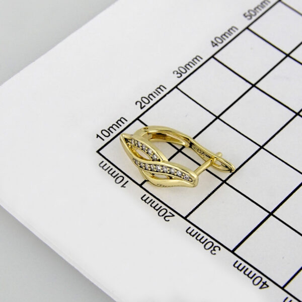 Earrings Woman/ Aretes Dama/  Zircon Stone/  14k Real Color// E-146 - Image 3