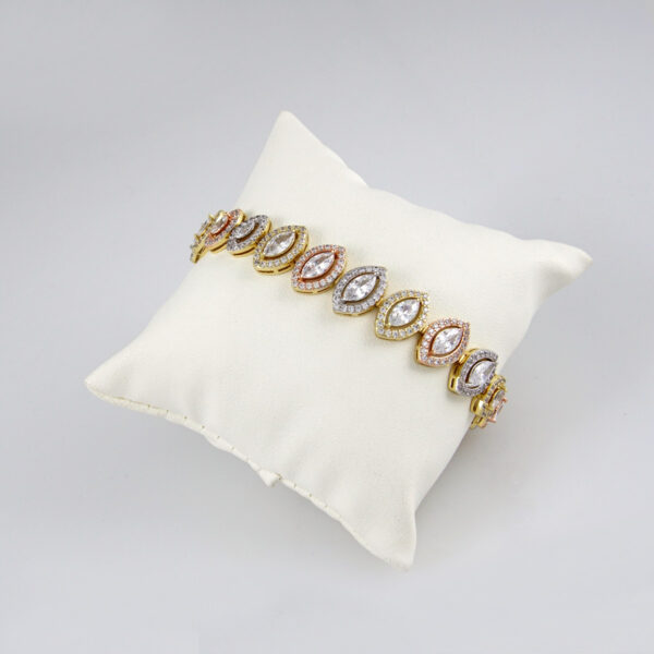 Bracelets Woman/ Pulseras mujer/  Zircon Stone/ ThreeTone/ 14K Real Color// B0176