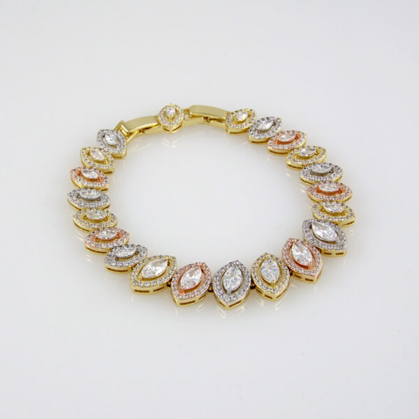 Bracelets Woman/ Pulseras mujer/  Zircon Stone/ ThreeTone/ 14K Real Color// B0176 - Image 2