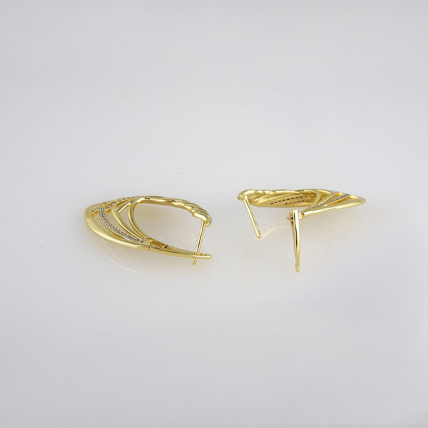 Earrings Woman/ Aretes Dama/  Zircon Stone/ 14K Real Color// E0171 - Image 2