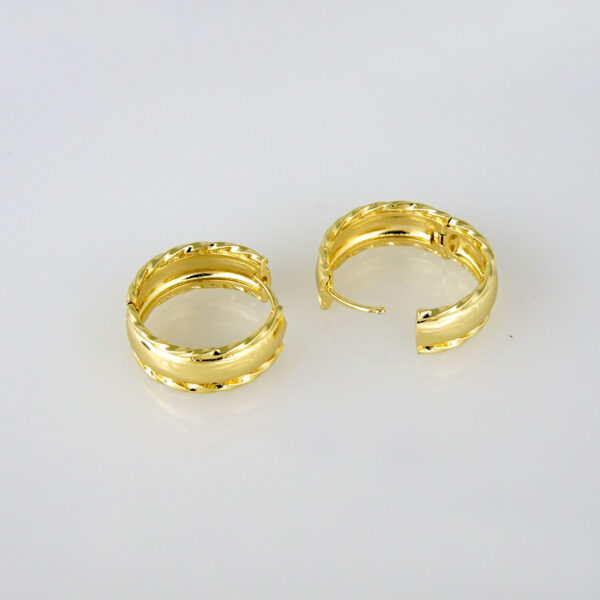 Earrings Woman/Aretes Dama/  Plain/  14K Real Color// E-164 - Image 2
