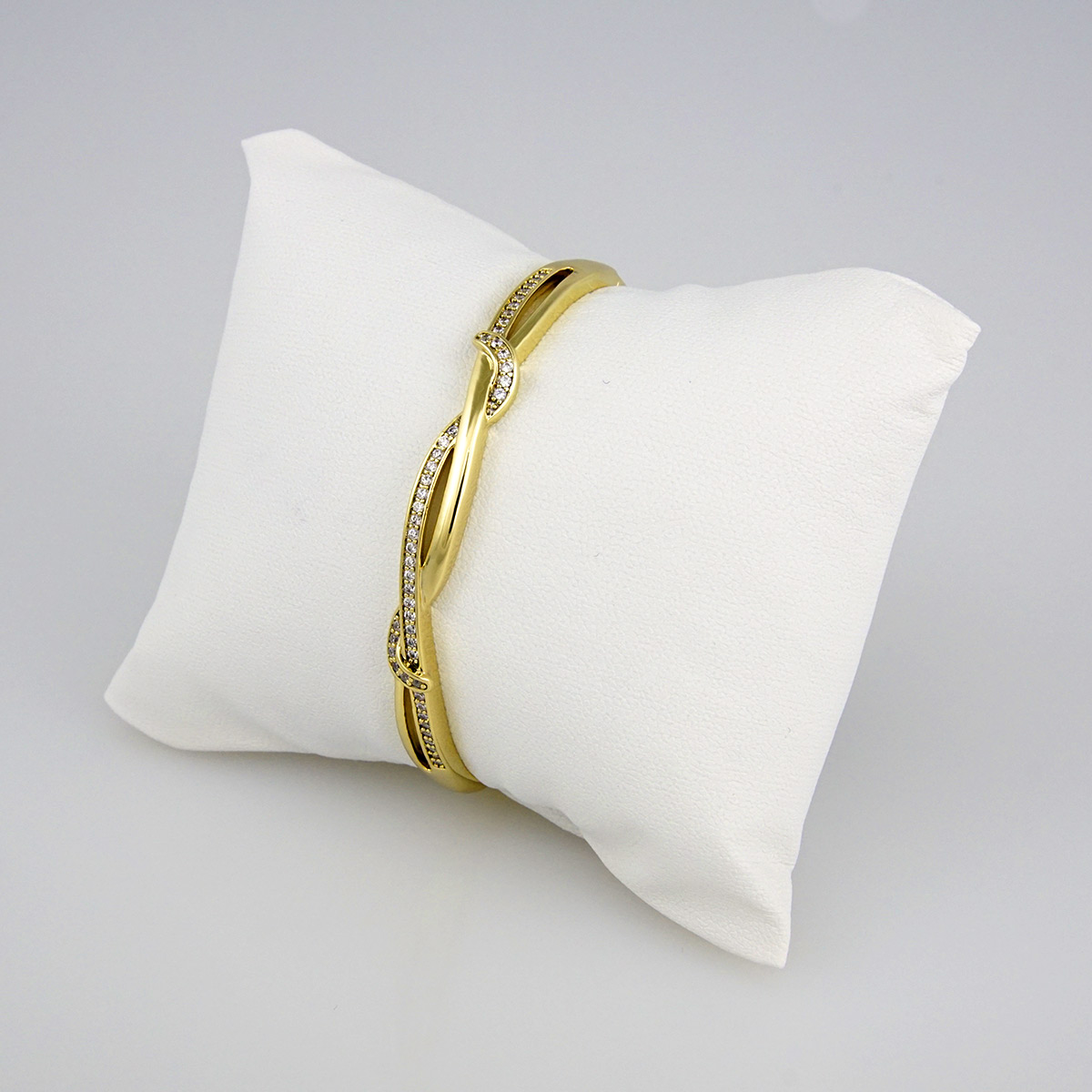 Bangles Woman Pulsos Damas Zircon Stone 14K Real Color P0140 Brillo Miami Stainless Steel Jewelry