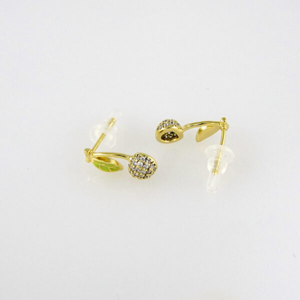 Earrings Woman/ Aretes Dama/ Zircon Stone/ 14k Real Color//  E215 - Image 2