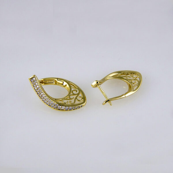 Earrings Woman/ Aretes Dama/Zircon Stone/14k Real Color// E223 - Image 2