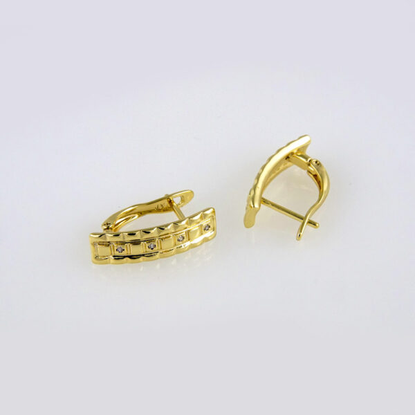 Earrings Woman/ Aretes Dama/ Zircon Stone/ 14k Real Color// E224 - Image 2