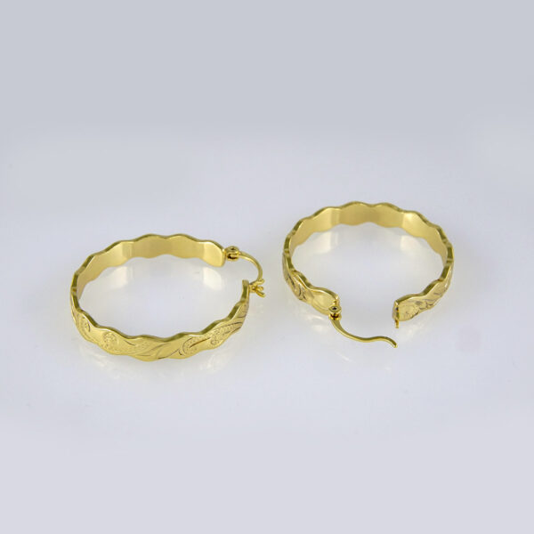 Earrings Woman/ Aretes Dama/ Plain/ 14k Real Color// E225 - Image 2