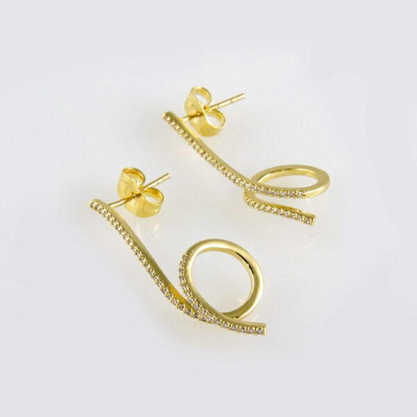 Earrings Woman/Aretes Dama/ Zircon Stone/  14K Real Color// E229