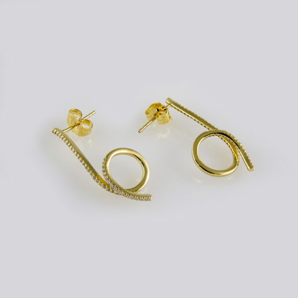 Earrings Woman/Aretes Dama/ Zircon Stone/  14K Real Color// E229 - Image 2