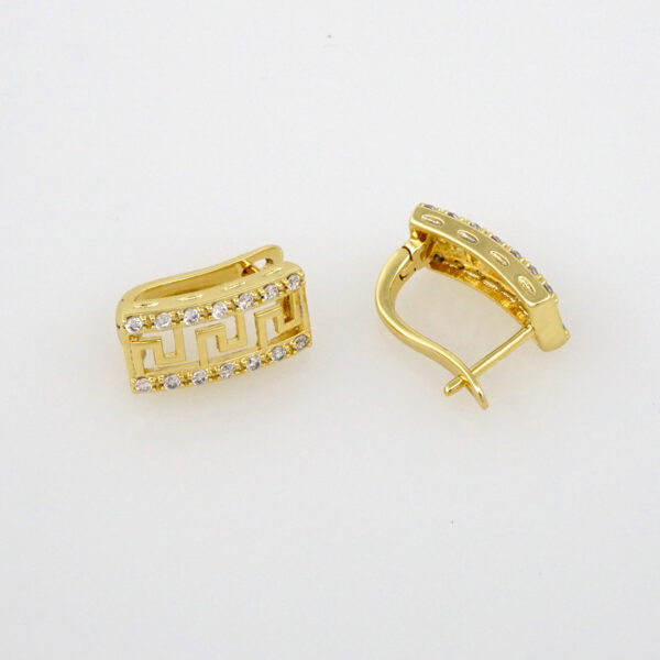 Earrings Woman/ Aretes Dama/ Zircon Stone/ 14k Real Color// E238 - Image 2