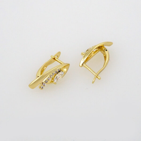 Earrings Woman/ Aretes Dama/ Zircon Stone/ 14k Real Color// E239 - Image 2