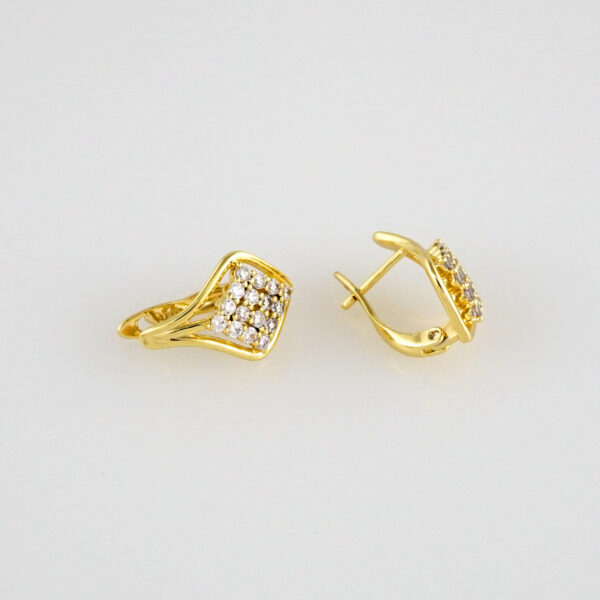 Earrings Woman/ Aretes Dama/ Zircon Stone/ 14k Real Color// E264 - Image 2