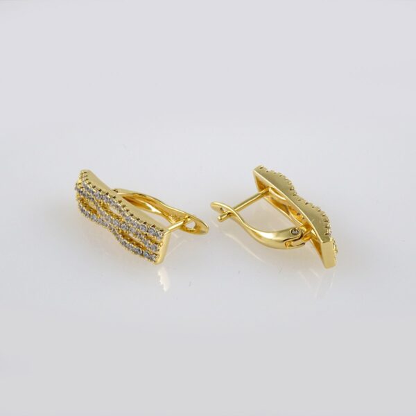 Earrings Woman/ Aretes Dama/ Zircon Stone/ 14k Real Color// E272 - Image 2