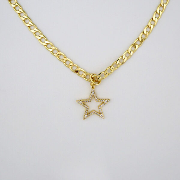 Cadenas & Colgantes/ Chain W/Pendants /  14K Real Color/  Zircon Stone/ 4mmx45cm// SET319 - Image 2