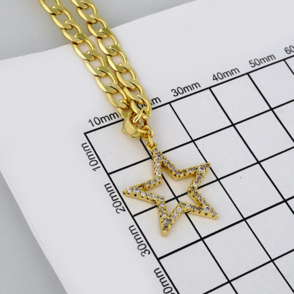 Cadenas & Colgantes/ Chain W/Pendants /  14K Real Color/  Zircon Stone/ 4mmx45cm// SET319 - Image 3
