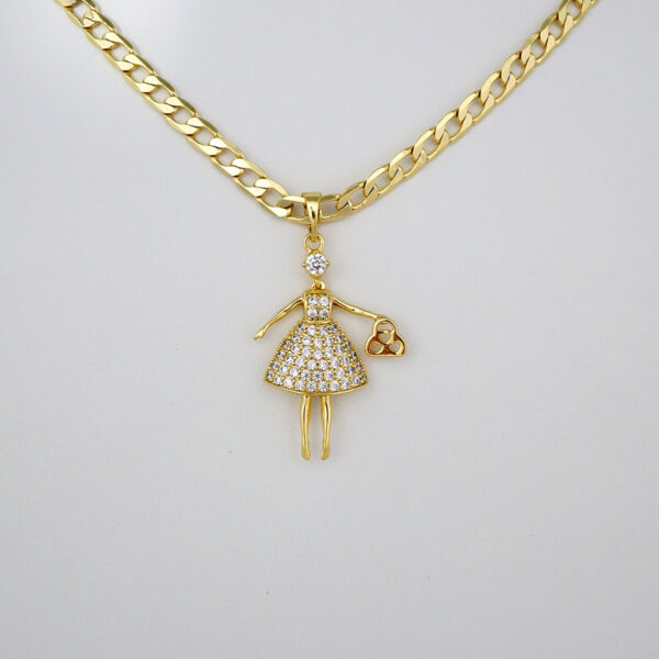 Cadenas & Colgantes/ Chain W/Pendants /14K Real Color/Zircon Stone/ 4mmx45cm// SET324