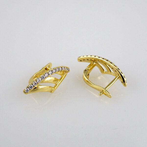 Earrings Woman/ Aretes Dama/  Zircon Stone/  14k Real Color// E292 - Image 2