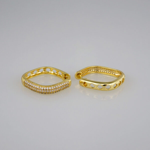 Earrings Woman/ Aretes Dama/  Zircon Stone/  14k Real Color// E296 - Image 2