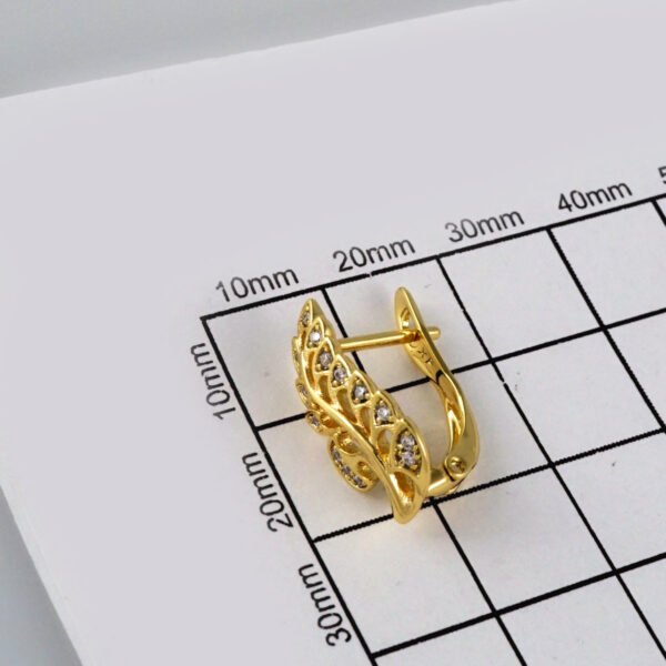 Earrings Woman/ Aretes Dama/  Zircon Stone/  14k Real Color// E336 - Image 3