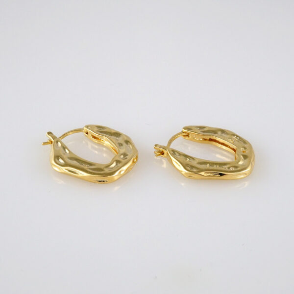 Earrings Woman/ Aretes Dama/  Plain/  14k Real Color// E351 - Image 2