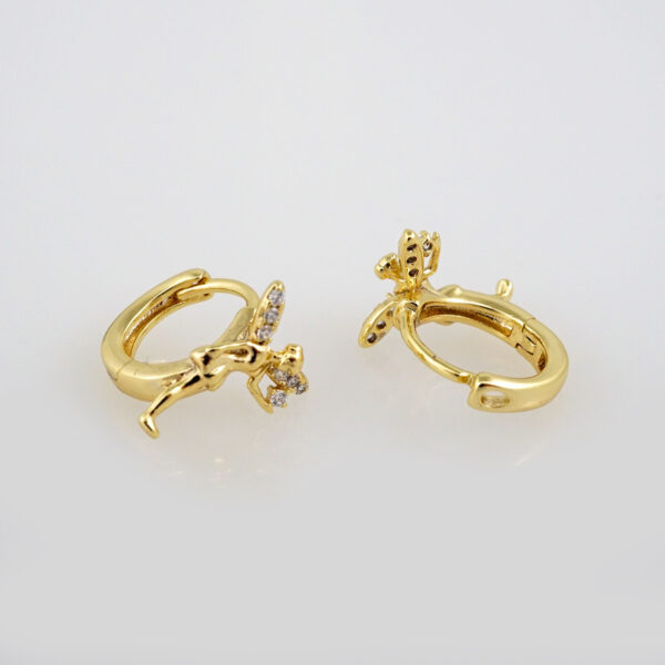 Earrings Woman/ Aretes Dama/  Zircon Stone/  14k Real Color// E367 - Image 2