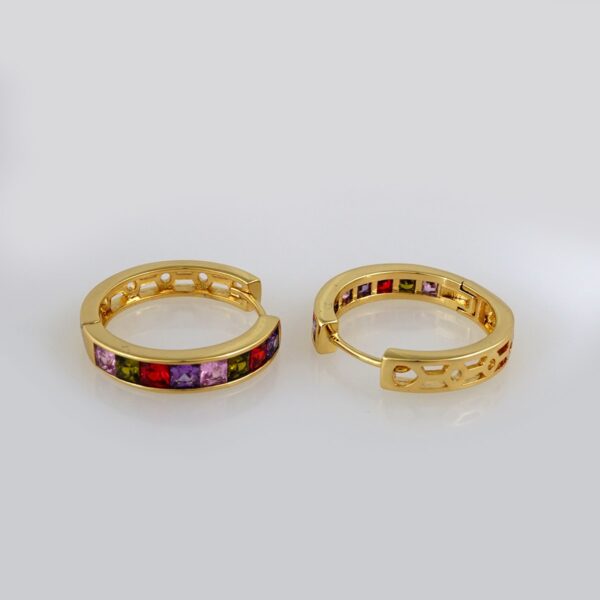 Earrings Woman/ Aretes Dama/Zircon Stone/14k Real Color// E372 - Image 2