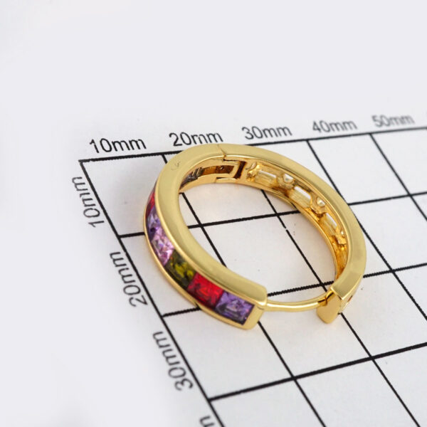 Earrings Woman/ Aretes Dama/Zircon Stone/14k Real Color// E372 - Image 3