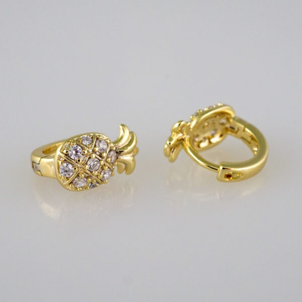 Earrings Women/ Aretes Dama/ Zircon Stone/ 14k Real Color// E425 - Image 2