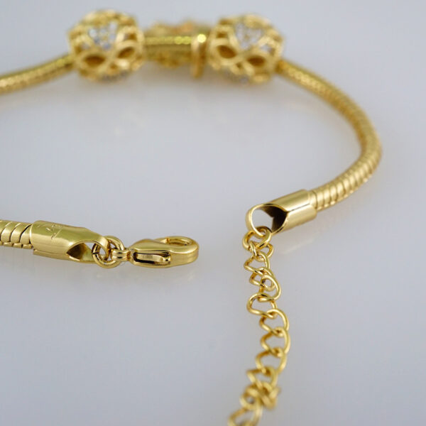 Women Bracelets/ Pulseras Dama/ Zircon Stone/14K Real Color/ Three Charms 3mm/ Niña// B497