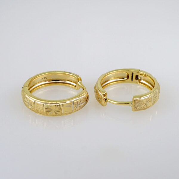 Women Earrings/ Aretes Dama/ Plain/ 14k Real Color// E449 - Image 2