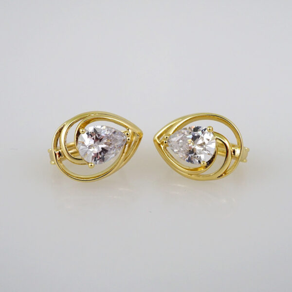 Women Earrings/ Aretes Dama/ Zircon Stone/ 14k Real Color// E452