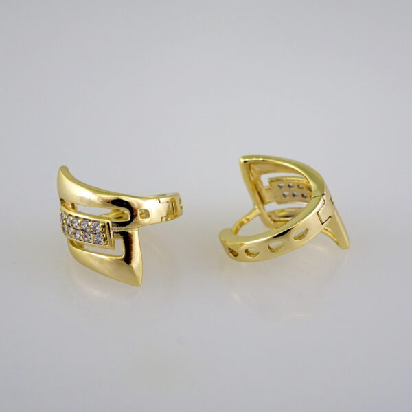 Woman Earrings / Aretes Dama/ Zircon Stone/ 14k Real Color// E495 - Image 2