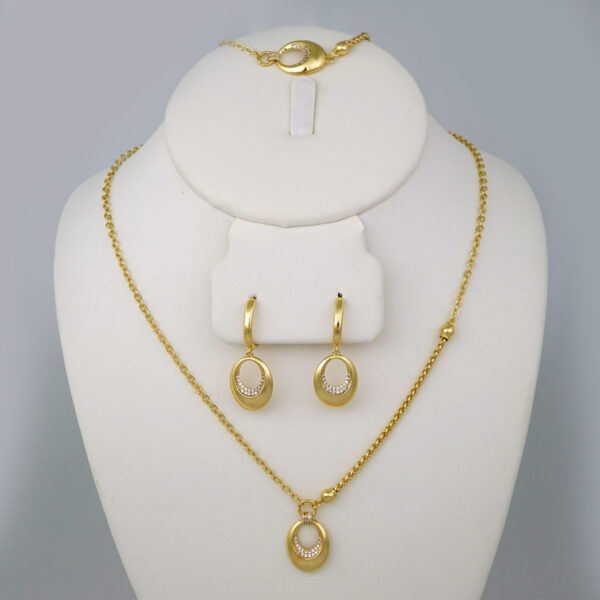 Cadenas & Colgantes & Earrings/Bracelets/ Chain W/Pendants /14K Real Color/Zircon Stone// SET495