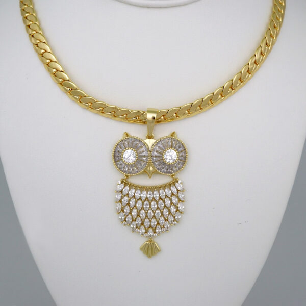 Gargantilla & Colgantes / Choker W/ Pendants/ 14K Real Color/ Zircon Stone/ 8mm x 45cm/ Lechuza// SET503