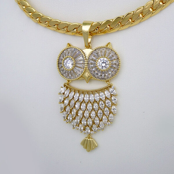 Gargantilla & Colgantes / Choker W/ Pendants/ 14K Real Color/ Zircon Stone/ 8mm x 45cm/ Lechuza// SET503 - Image 2