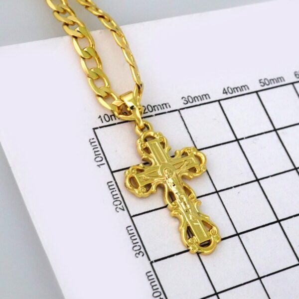 Cadenas & Colgantes/ Chain W/Pendants / 14K Real Color/ Zircon Stone/  4mm/ Cruz Plain// SET507