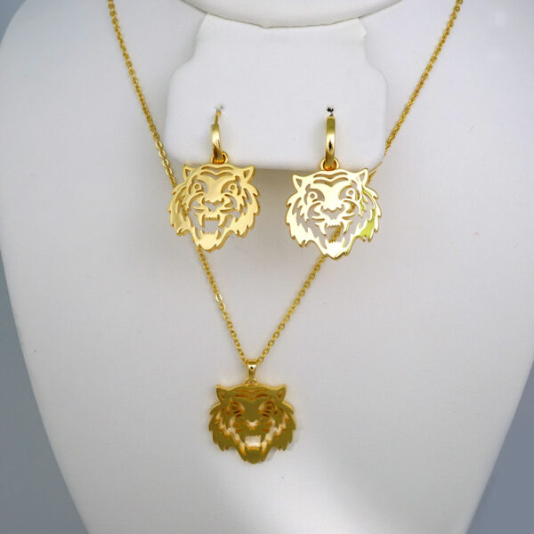 Cadenas & Colgantes & Earrings/ Chain W/Pendants / 14K Real Color/ Plain/  2mmx45cm/ Tigre// SET514