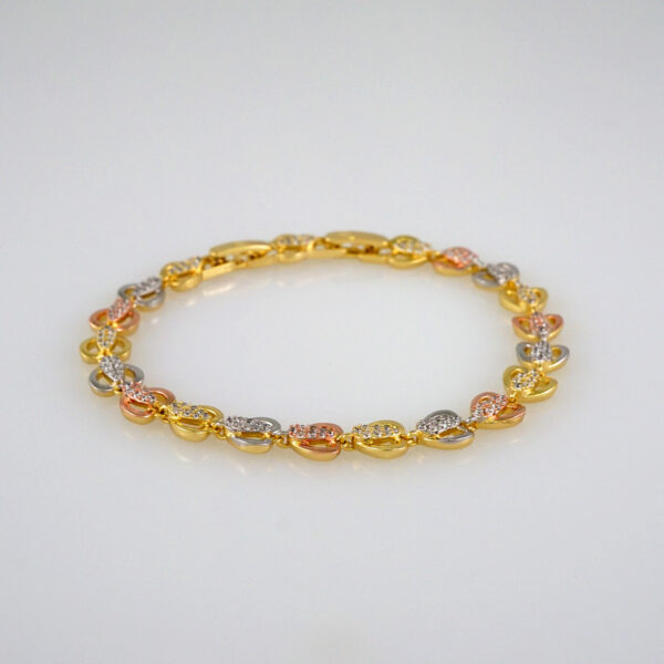 Women Bracelets/ Pulseras Dama/  Zircon Stone/ Three Tone// B527