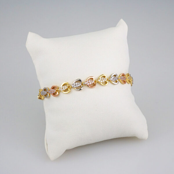 Women Bracelets/ Pulseras Dama/  Zircon Stone/ Three Tone// B527