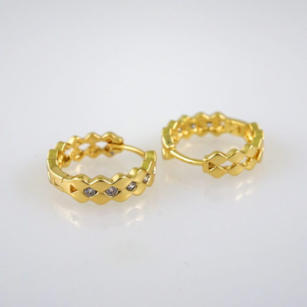 Women Earrings/ Aretes Dama/Zircon Stone/14k Real Color// E509 - Image 2