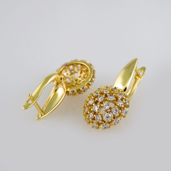 Women Earrings/ Aretes Dama/ Zircon Stone/ 14k Real Color// E518 - Image 2