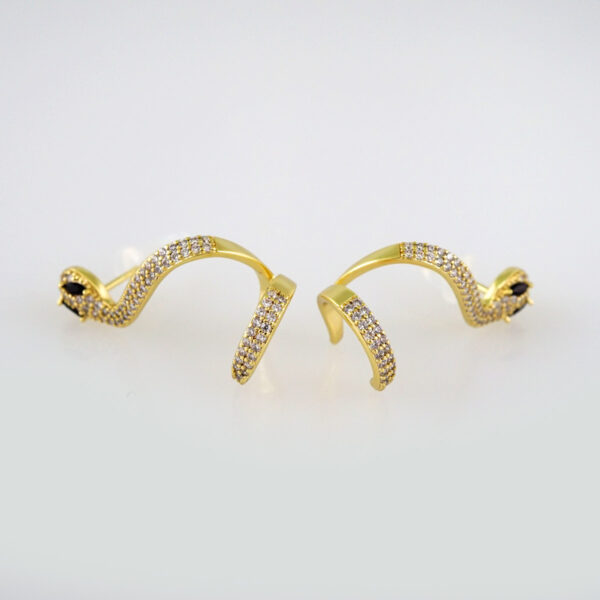 Women Earrings/ Aretes Dama/ Zircon Stone/ 14k Real Color/ Serpiente// E522