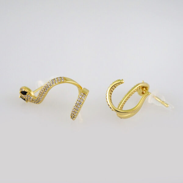 Women Earrings/ Aretes Dama/ Zircon Stone/ 14k Real Color/ Serpiente// E522